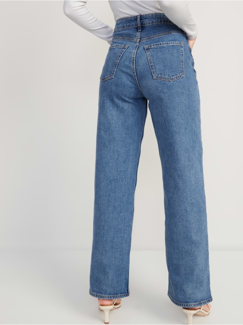 NWT Old Navy Extra High Rise Eide Leg Secret Smooth Pockets Medium Blue 18 - Picture 2 of 13
